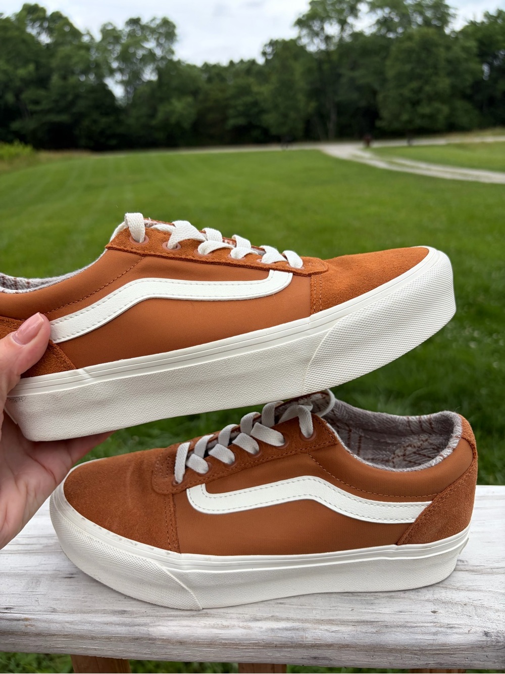 Womens Vans Ward Platform Plaid Lined Glazed Ginger Sneakers Shoes Size 8 - Picture 9 of 12